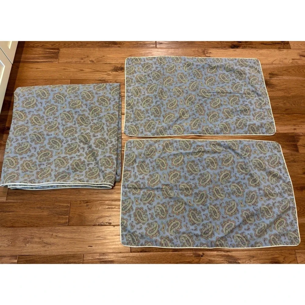 RALPH LAUREN Studio Paisley Oceanside KING Duvet Cover & Shams 100% Cotton ITALY